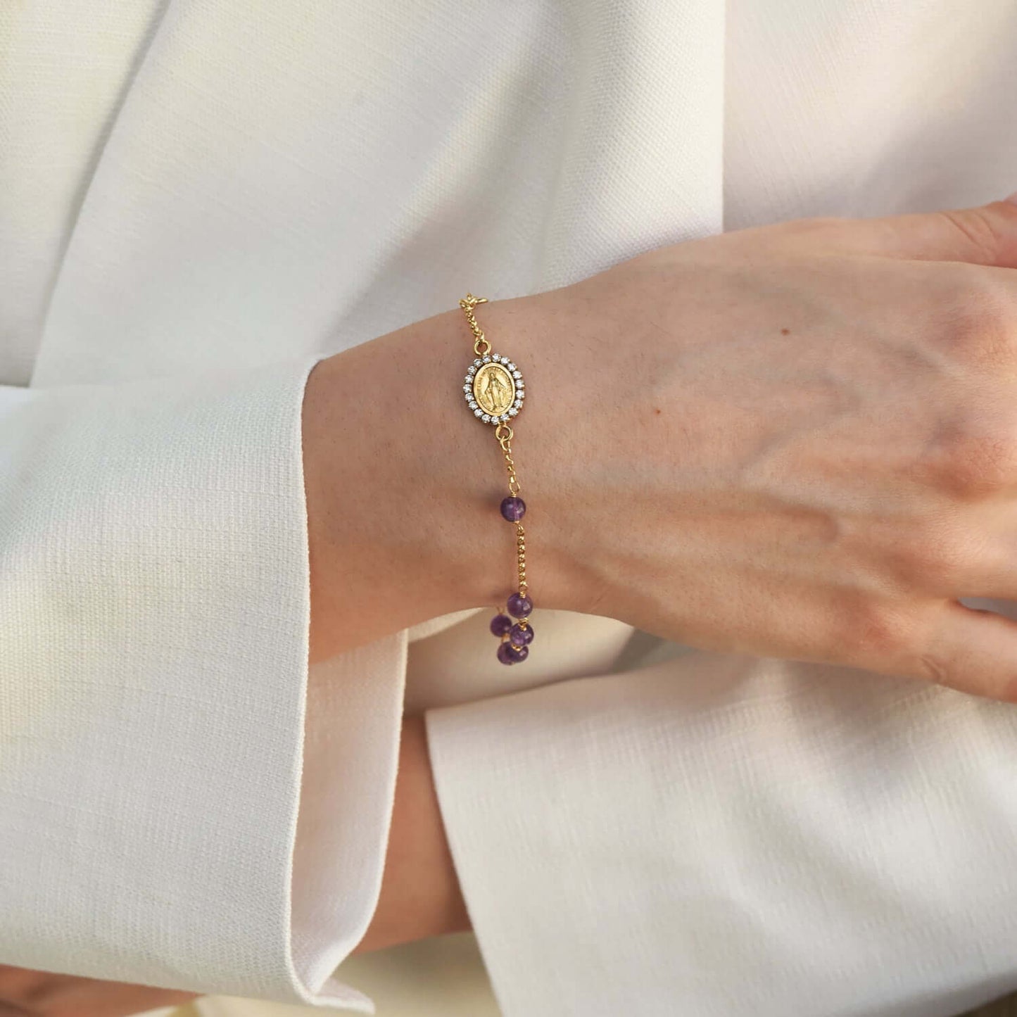 ROSARY BRACELET - GOLD AND AMETHYST