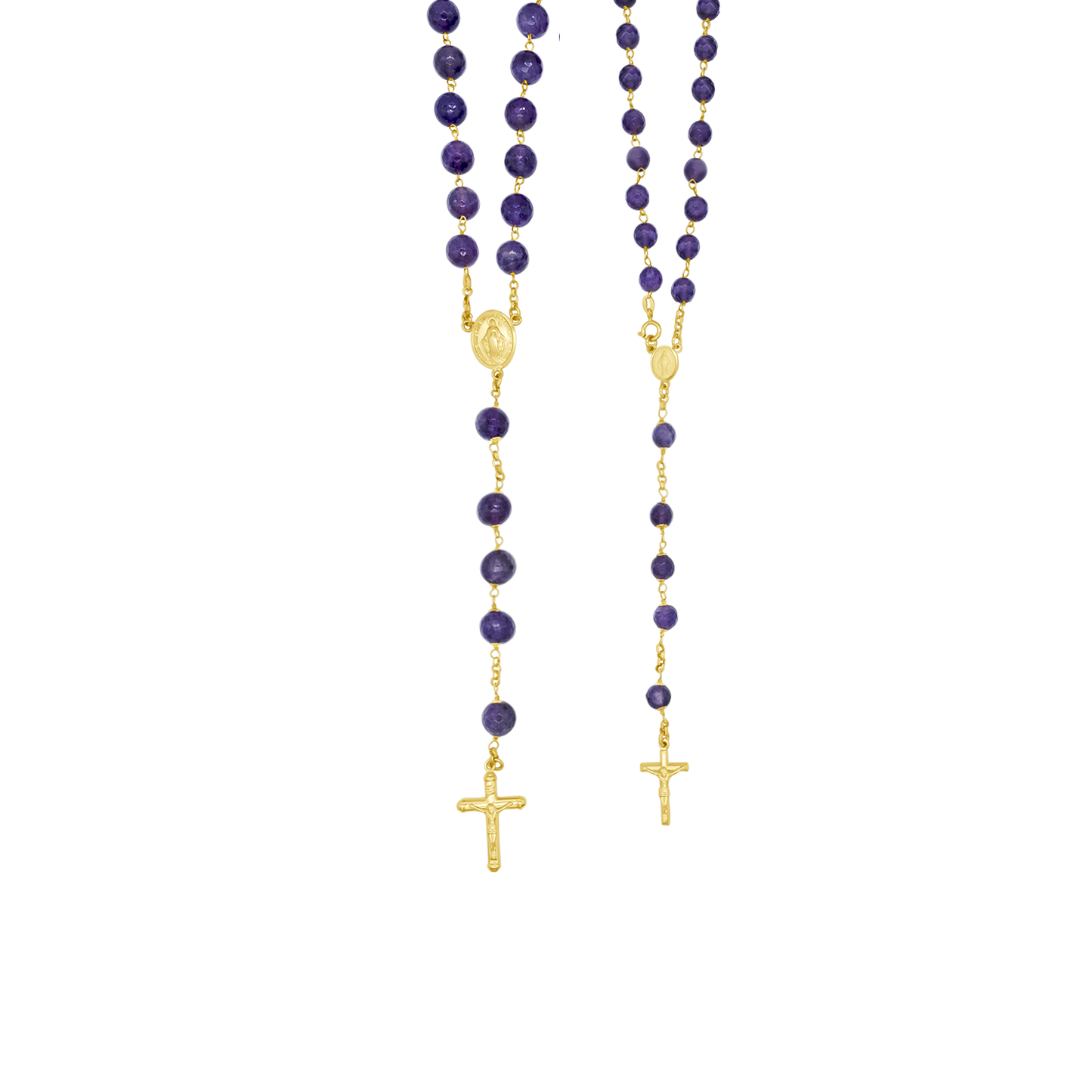 AMETHYST ROSARY BEADS - GOLD