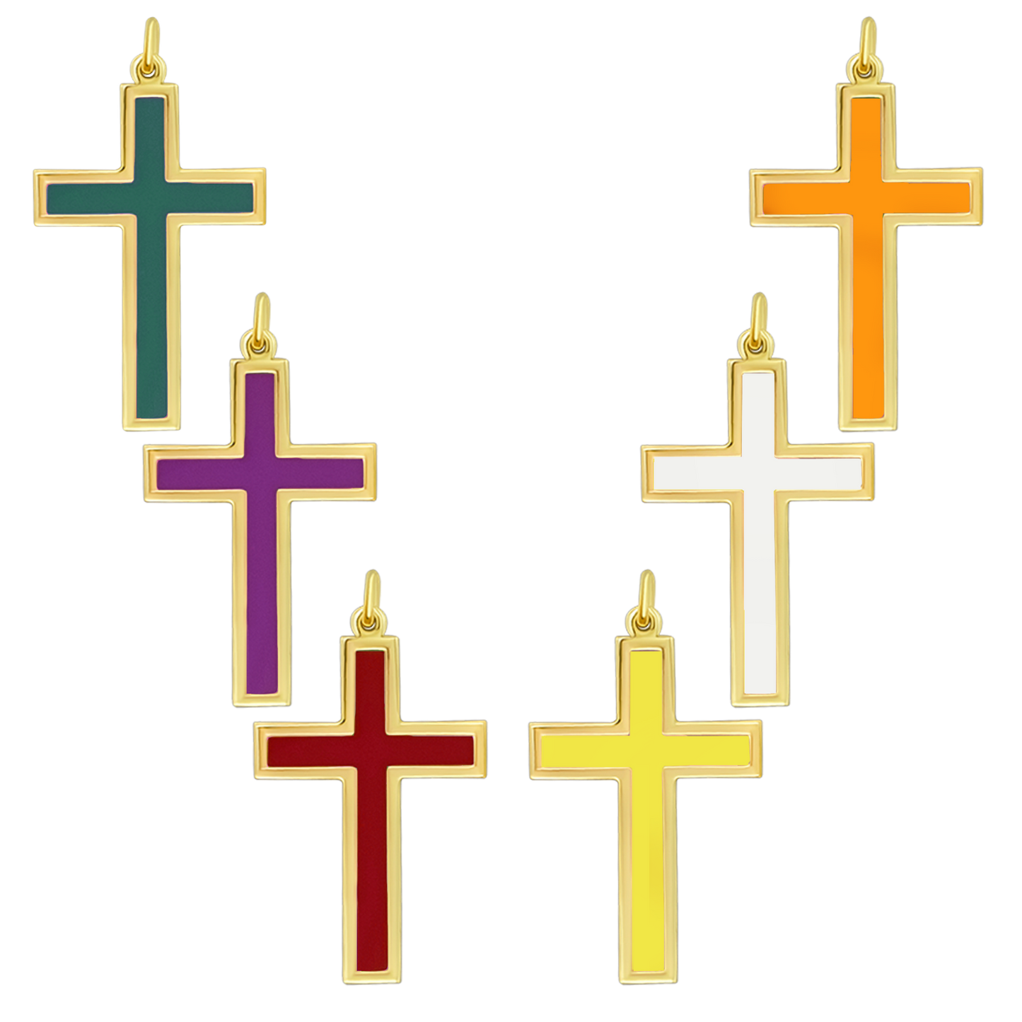 COLORED CROSS PENDANT - SILVER