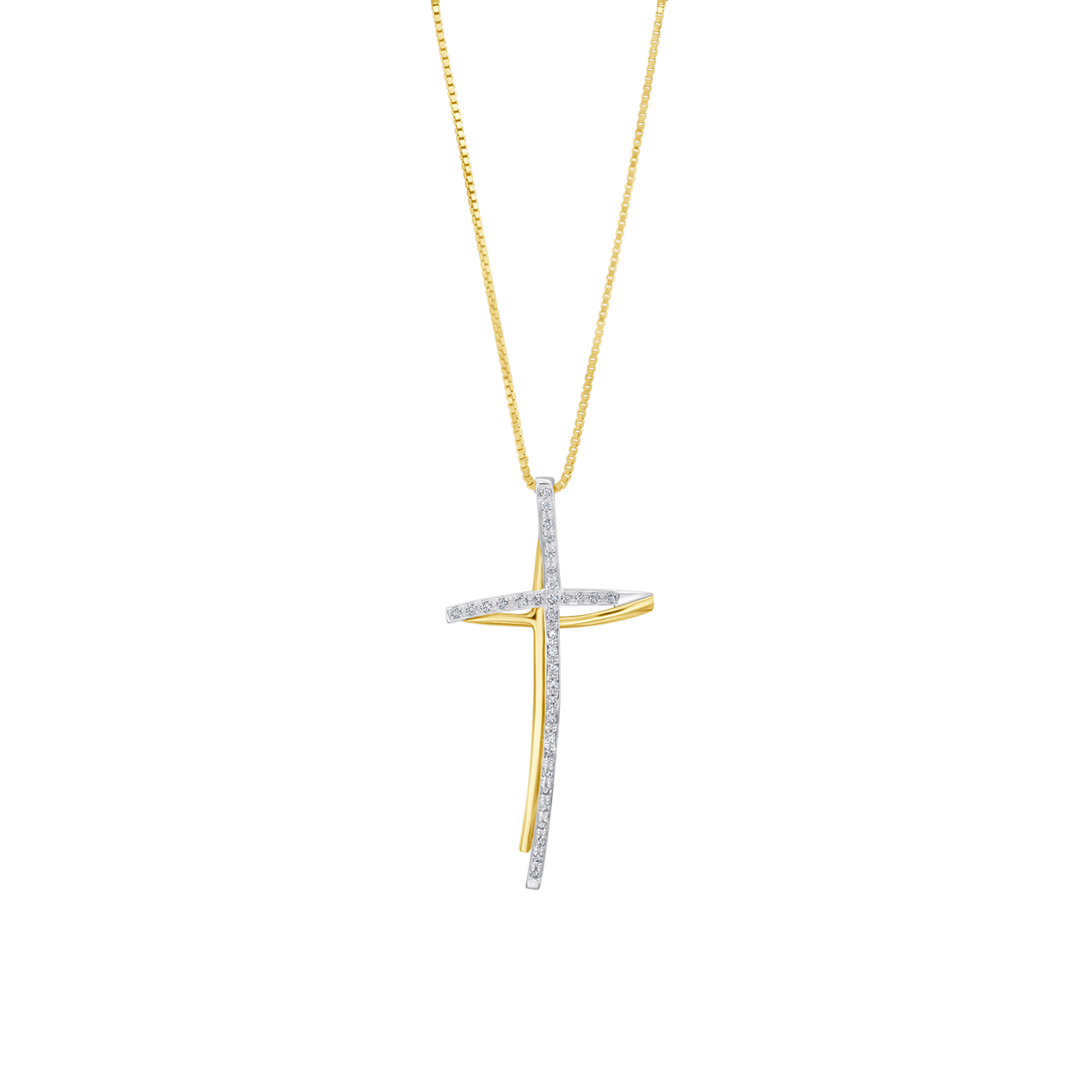 CROSS NECKLACE - DIAMONDS AND GOLD