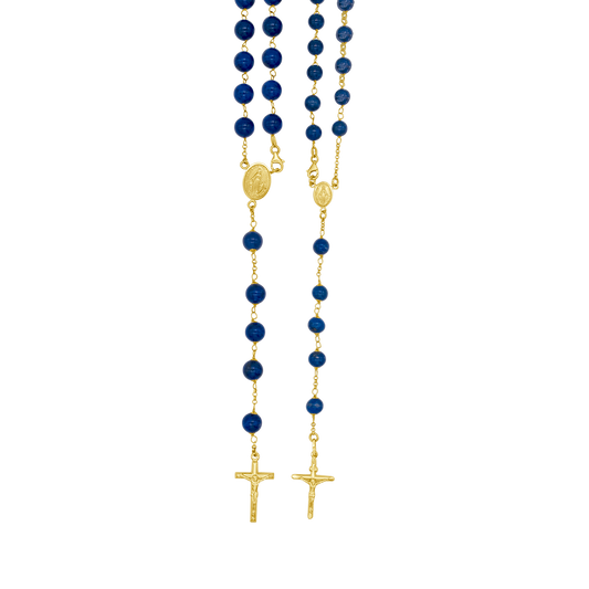 LAPIS LAZULI BEADS - ROSARY - GOLD