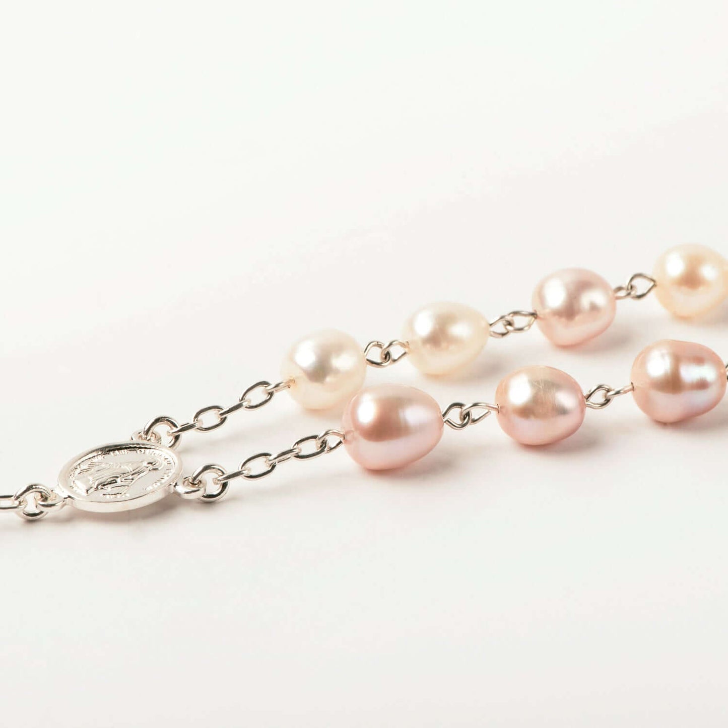 THREE-TONE PEARL ROSARY - SILVER