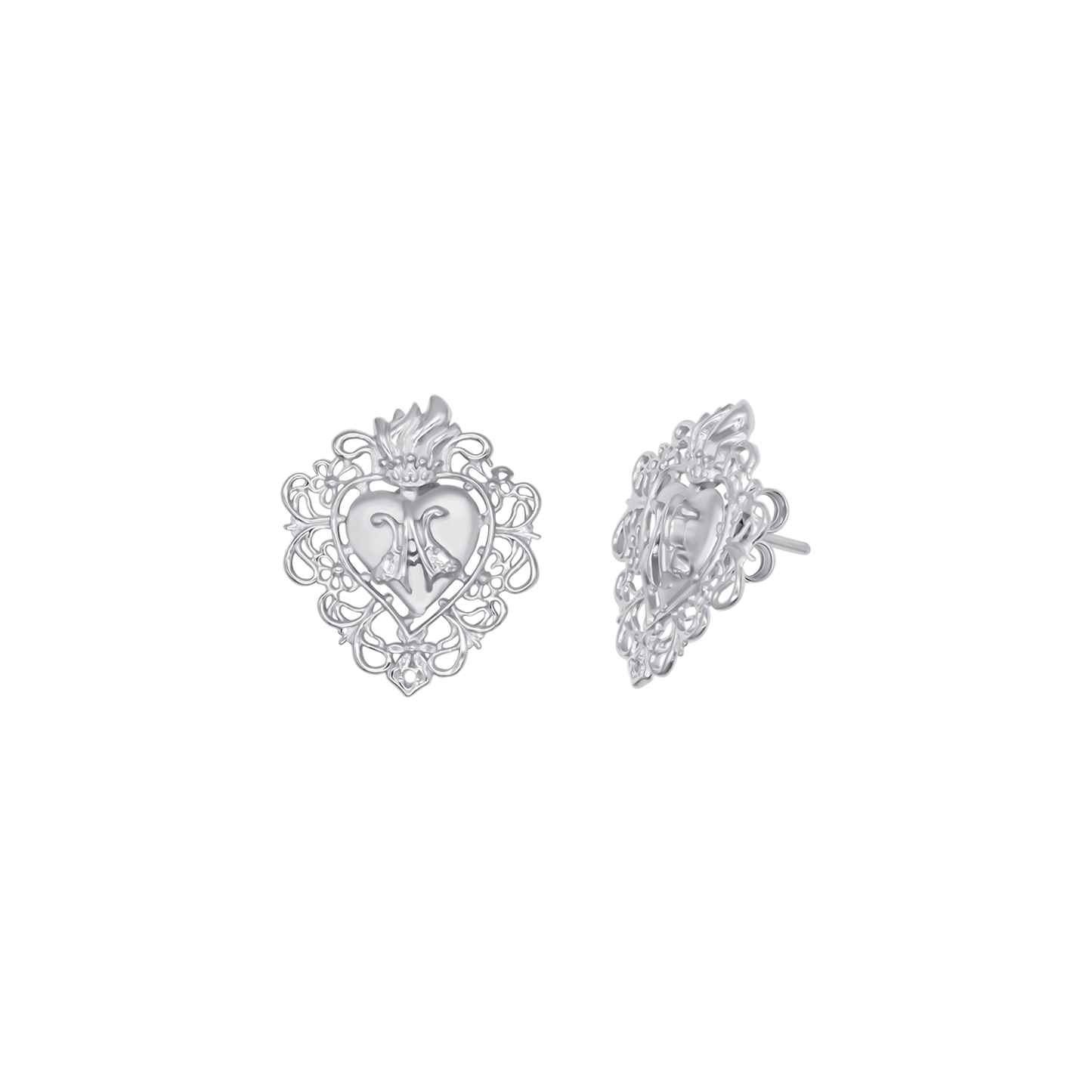 SACRED HEART EARRINGS - SILVER