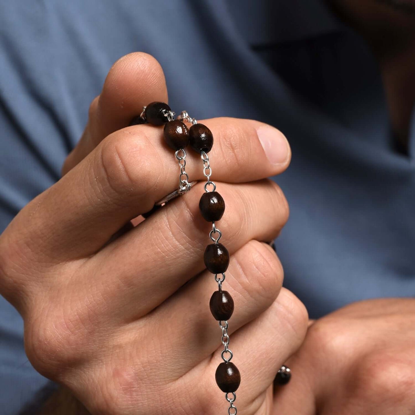 SAINT BENEDICT - WOODEN ROSARY - METAL