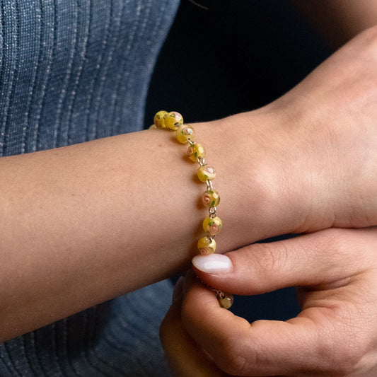 ROSARY BRACELET - YELLOW MURANO GLASS AND SILVER