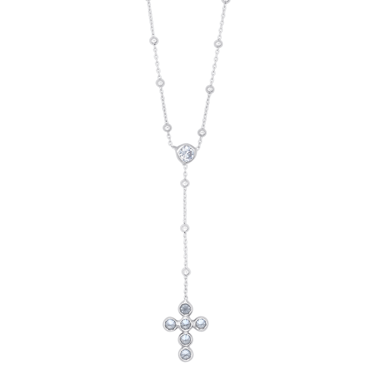 CROSS NECKLACE - ZIRCONIA AND SILVER