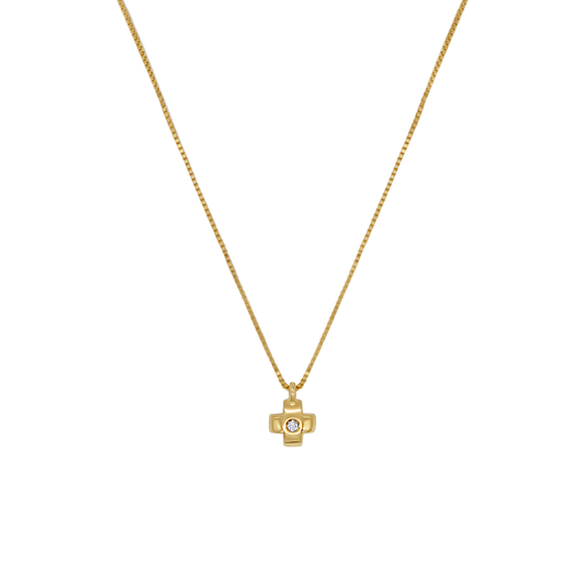 CROSS NECKLACE - DIAMOND AND GOLD