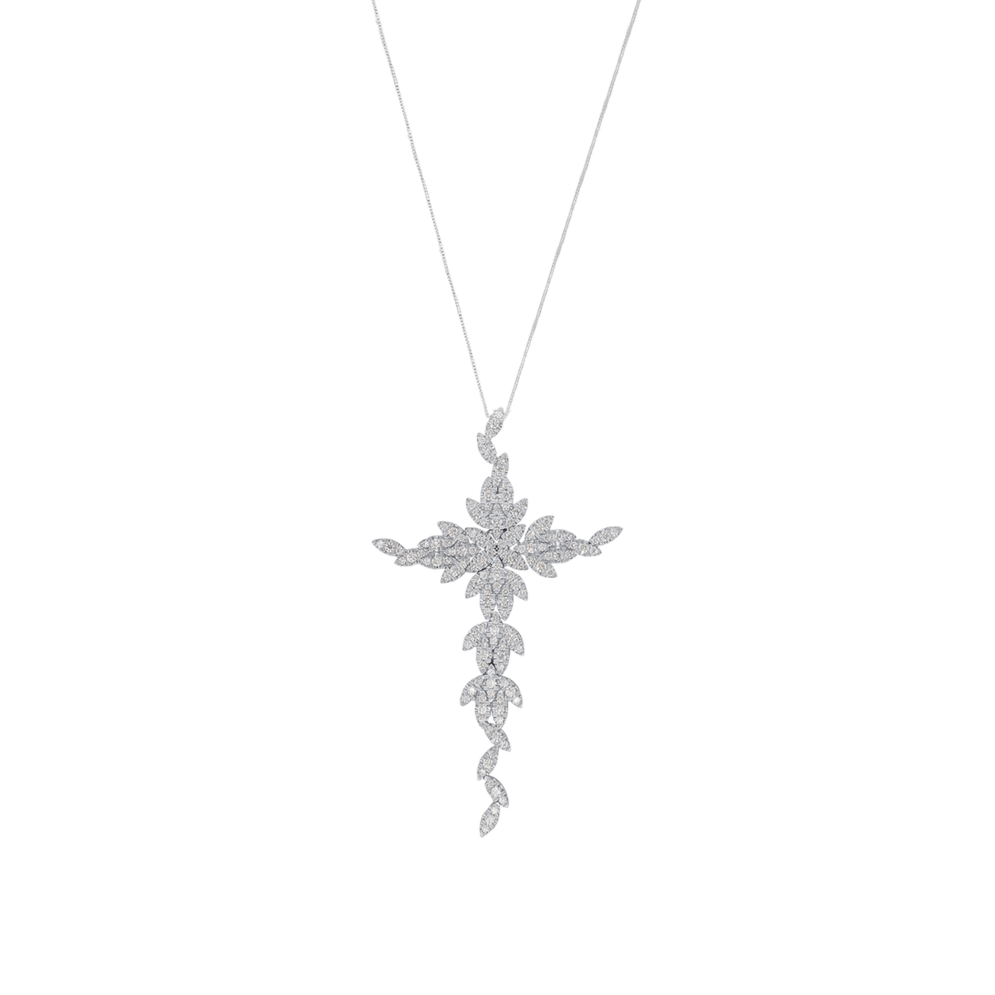 CROSS DIAMOND NECKLACE - WHITE GOLD