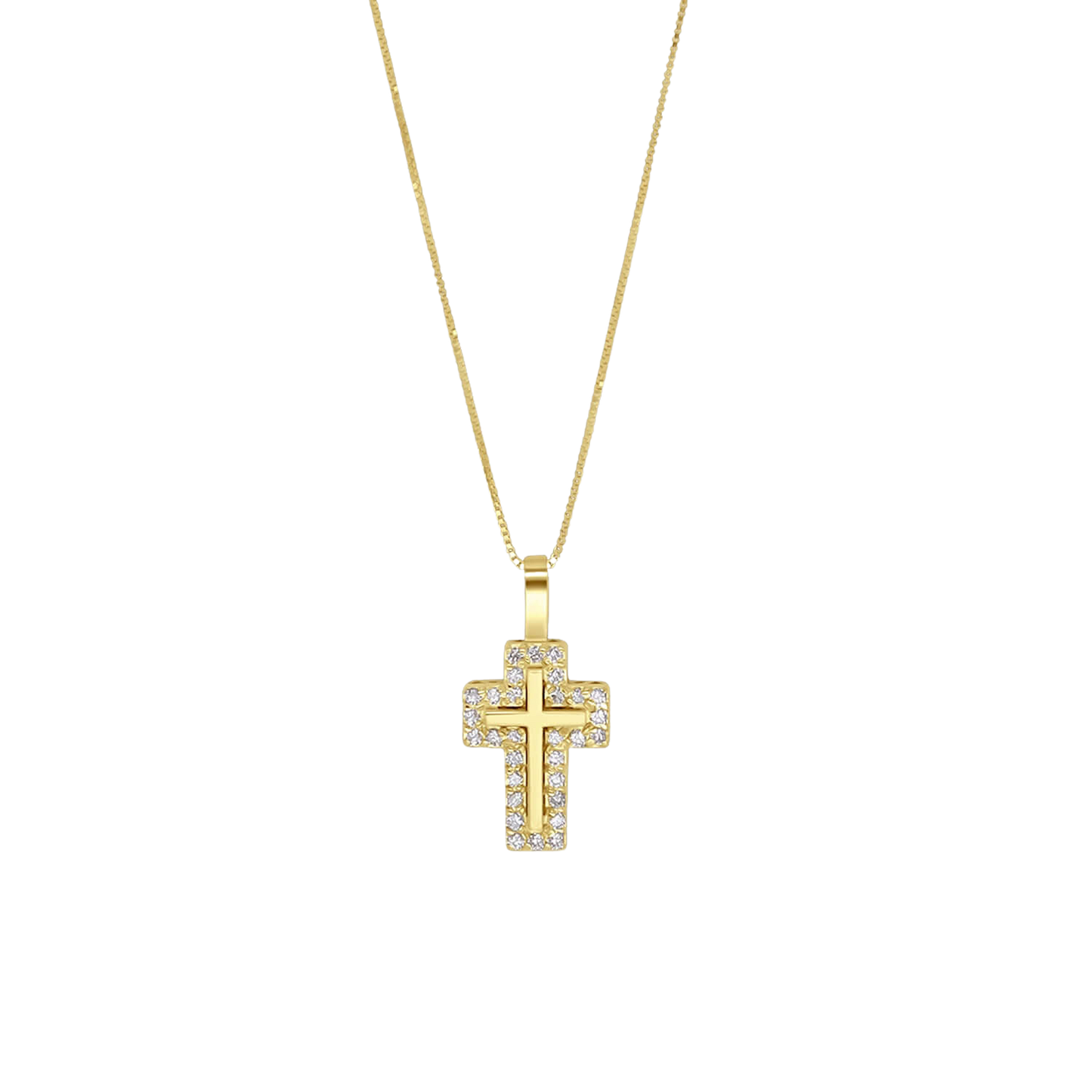CROSS NECKLACE - DIAMONDS AND GOLD