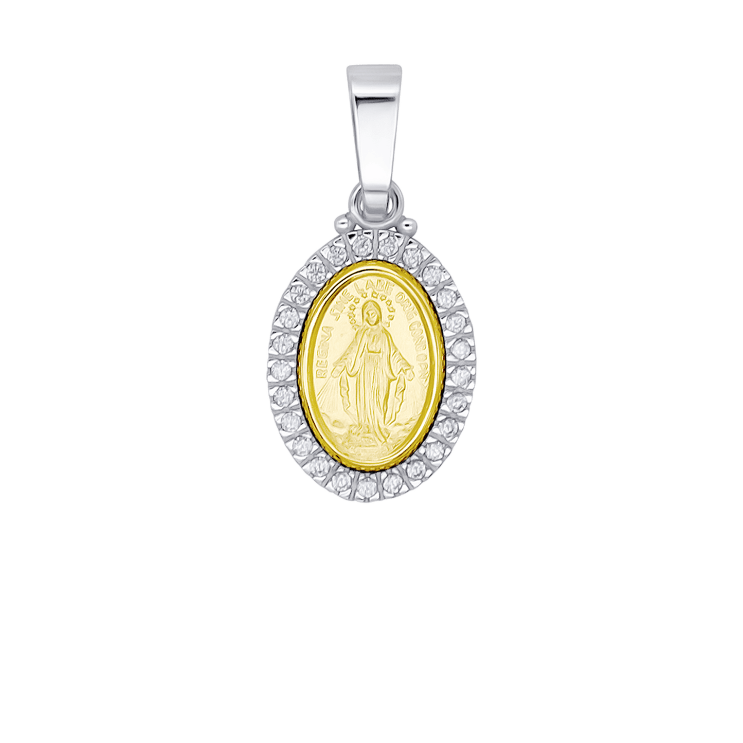MIRACULOUS MEDAL - ZIRCONIA MEDAL - BICOLOR GOLD