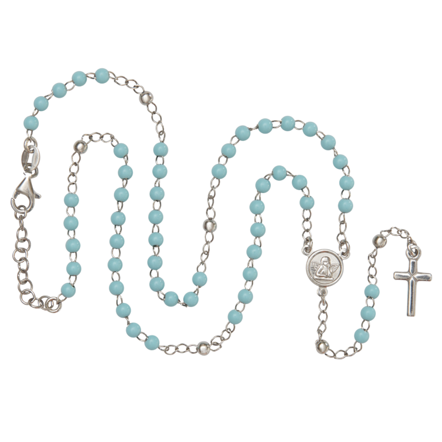 BABY BOY ROSARY NECKLACE - SILVER