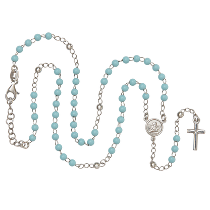 BABY BOY ROSARY NECKLACE - SILVER