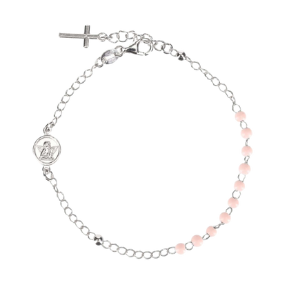 BABY ROSARY BRACELET - SILVER - PINK