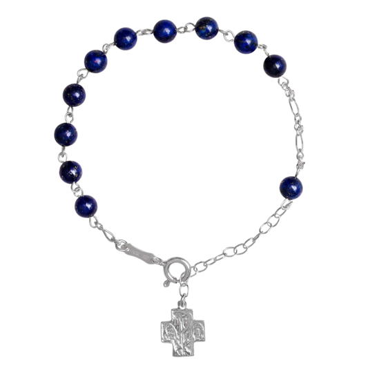 ROSARY BRACELET LAPIS LAZULI - SILVER