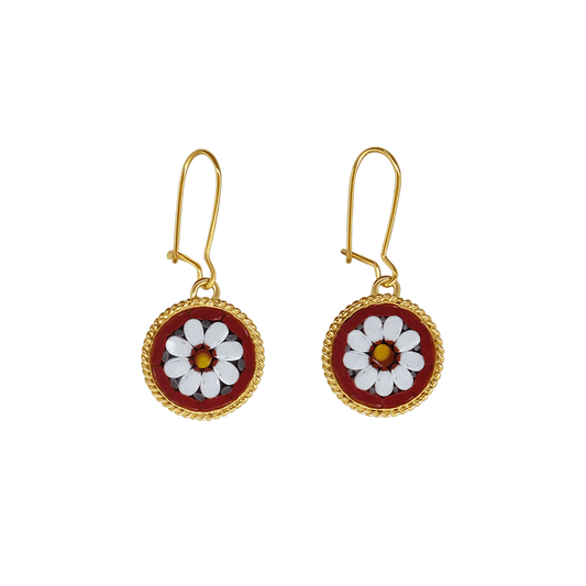 EARRINGS - MICROMOSAIC JEWELRY - GOLDEN  METAL