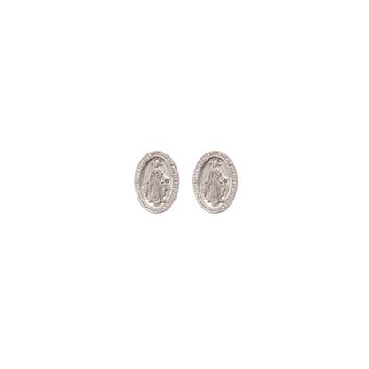 MIRACULOUS MEDAL - STUD EARRINGS - SILVER