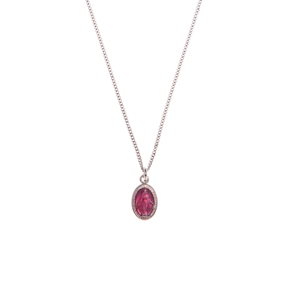 PINK SAINT MARY CHARM NECKLACE - SILVER