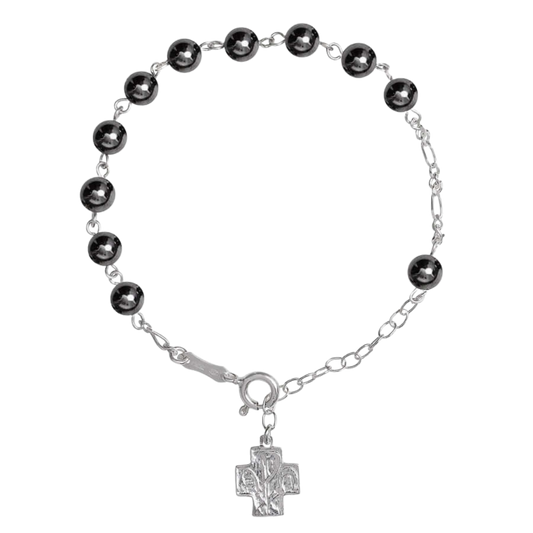 ROSARY BRACELET HEMATITE - SILVER