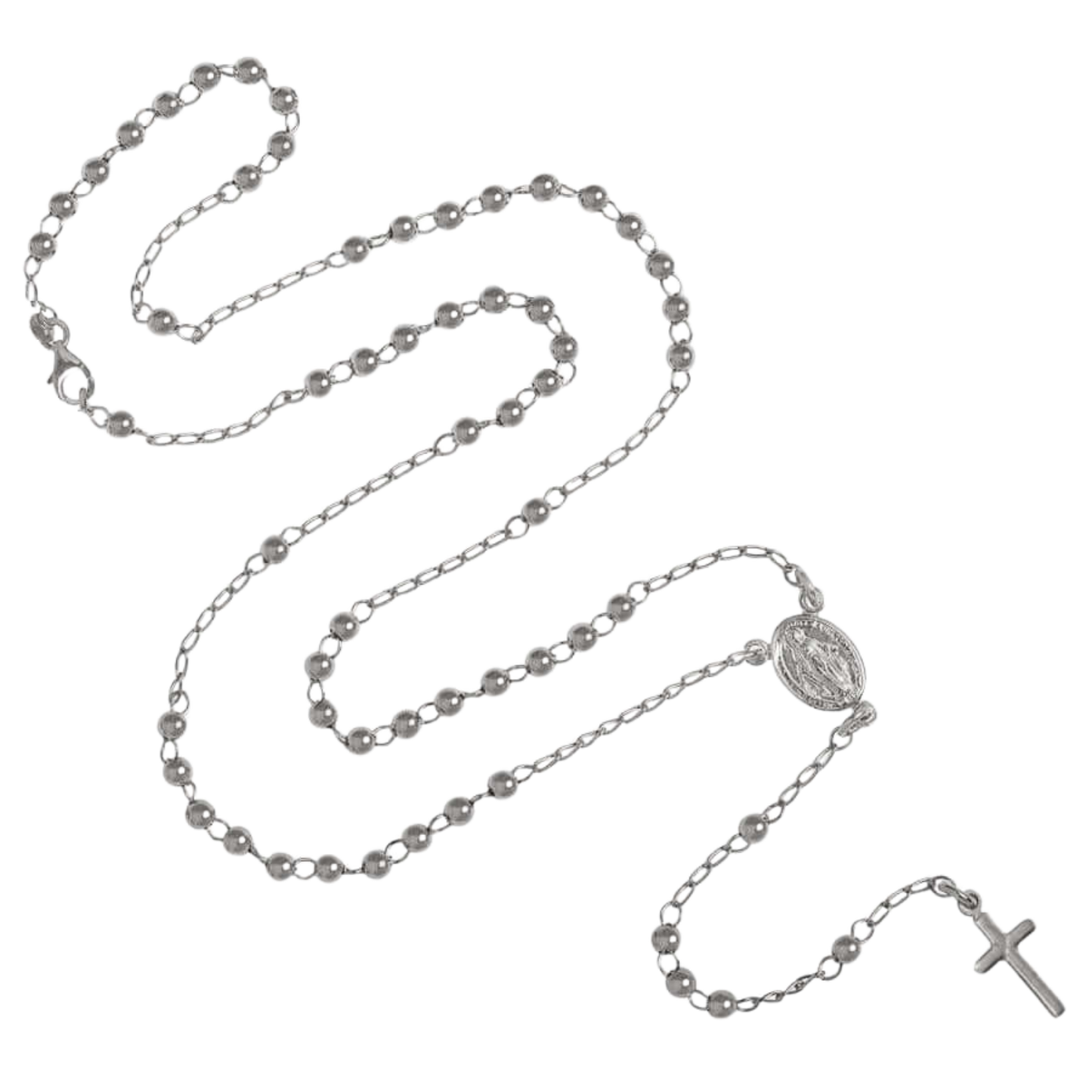 ROSARY NECKLACE - WHITE GOLD