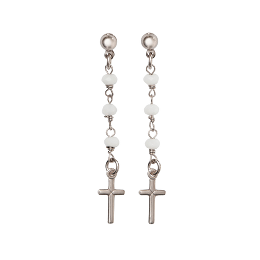 CROSS - CRYSTAL EARRINGS - SILVER