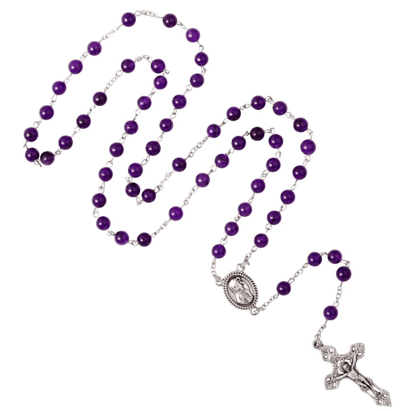 AMETHYST BEADS ROSARY - METAL