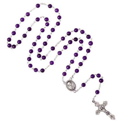 AMETHYST BEADS ROSARY - METAL
