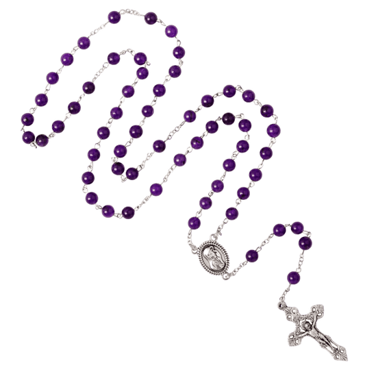 AMETHYST BEADS ROSARY - METAL