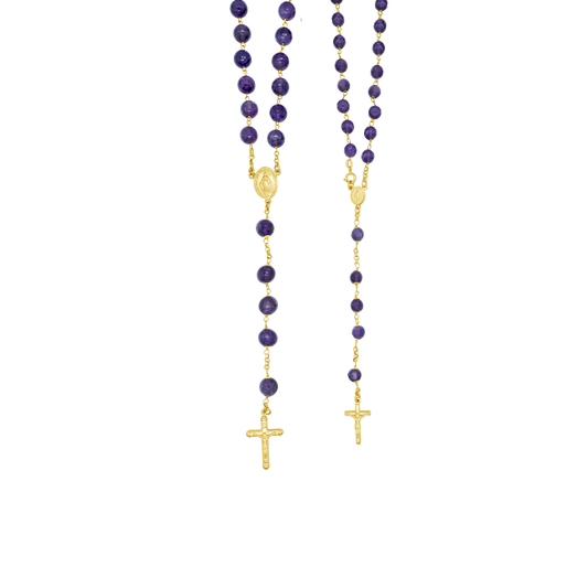 AMETHYST ROSARY BEADS - GOLD