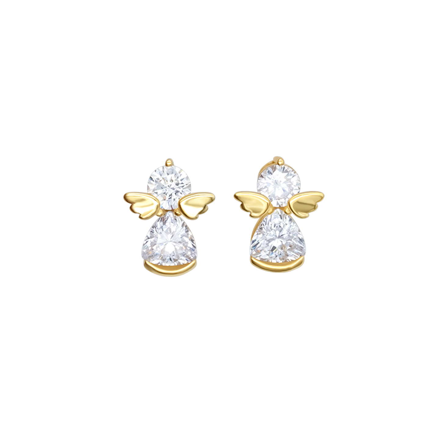 ANGELS EARRINGS - GOLDEN SILVER AND ZIRCONIA