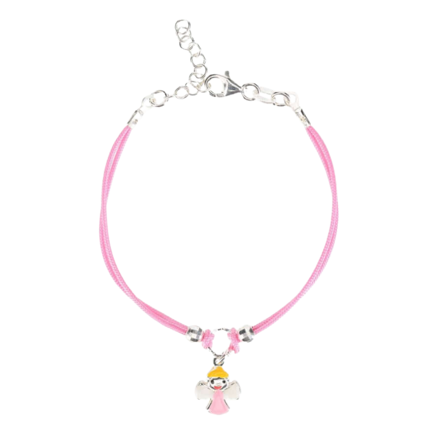 PINK BABY BRACELET - CORD - SILVER