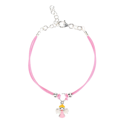 PINK BABY BRACELET - CORD - SILVER