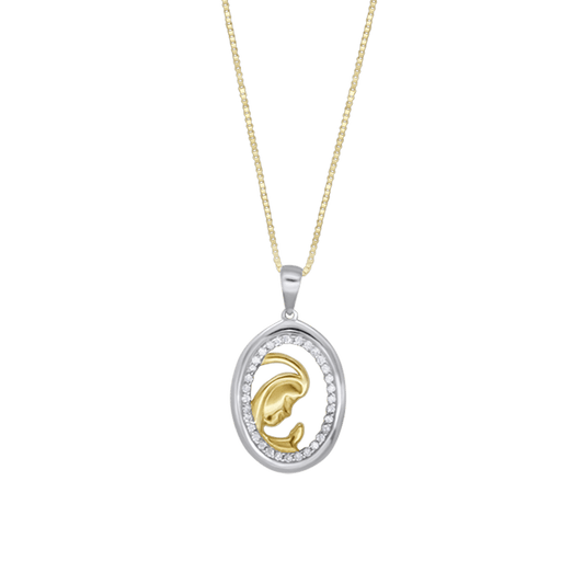 VIRGIN MARY NECKLACE - GOLD AND DIAMONDS