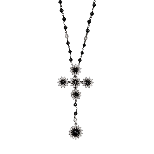 WHITE AND BLACK DIAMONDS NECKLACE - GOLD