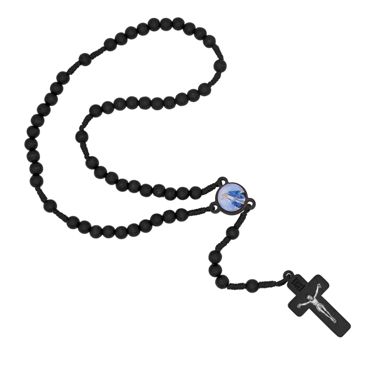 BLACK WOOD BEADS ROSARY - ROPE