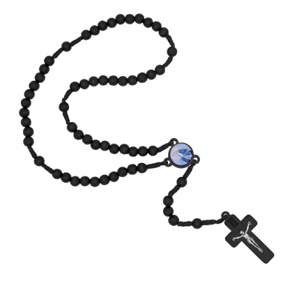 BLACK WOOD BEADS ROSARY - ROPE