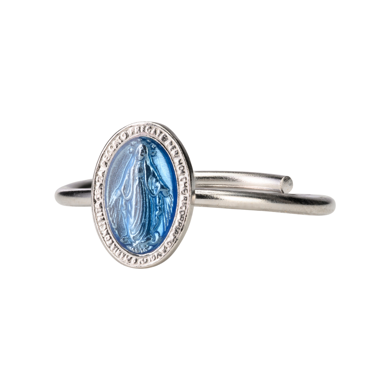 BLUE MIRACULOUS MEDAL RING - SILVER