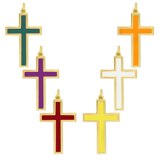 COLORED CROSS PENDANT - SILVER