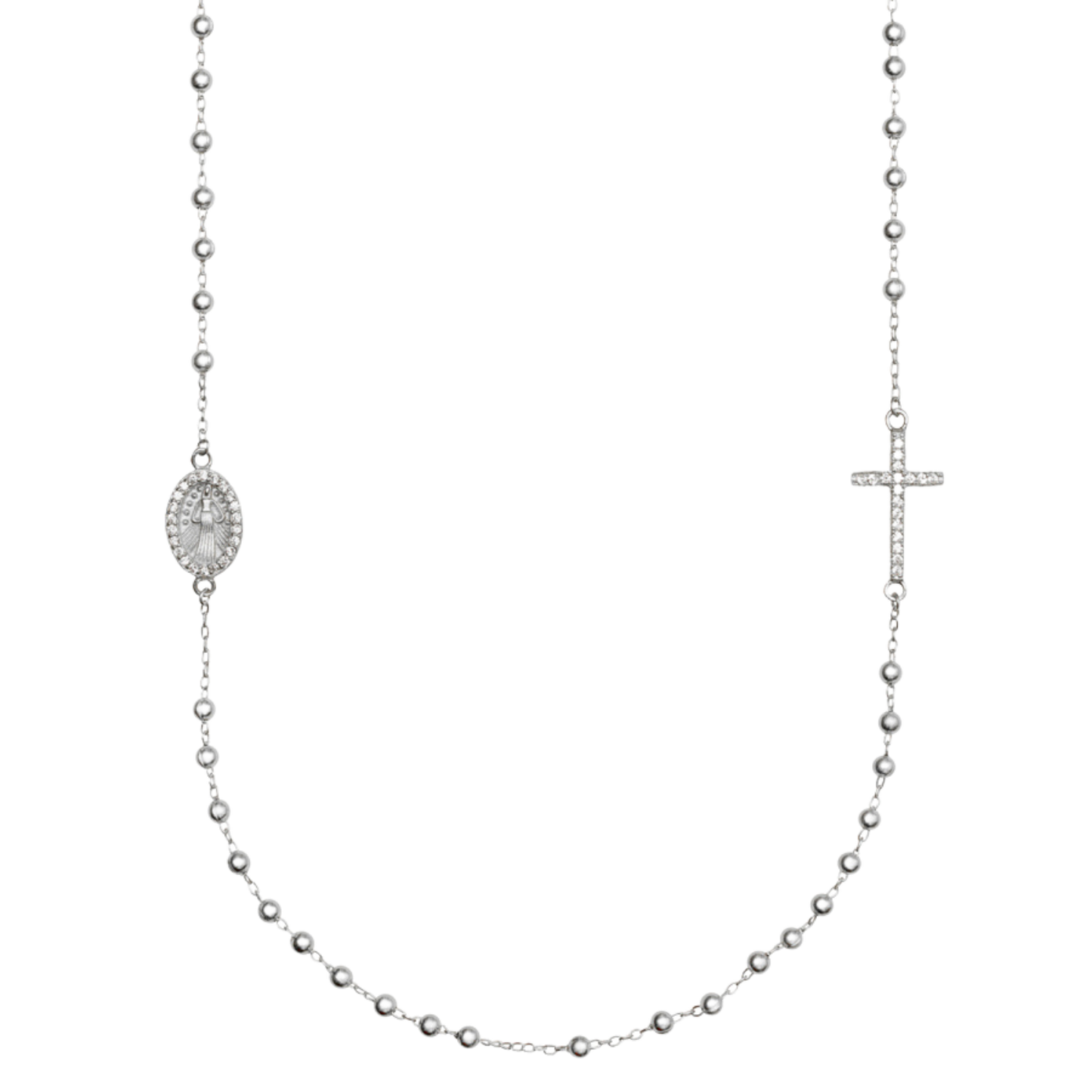 MIRACULOUS AND CROSS - NECKLACE - SILVER