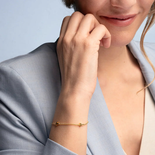 CROSS BRACELET -  GOLDEN SILVER