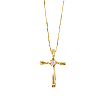 CROSS DIAMOND NECKLACE - GOLD