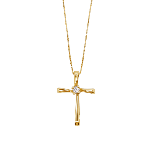 CROSS DIAMOND NECKLACE - GOLD