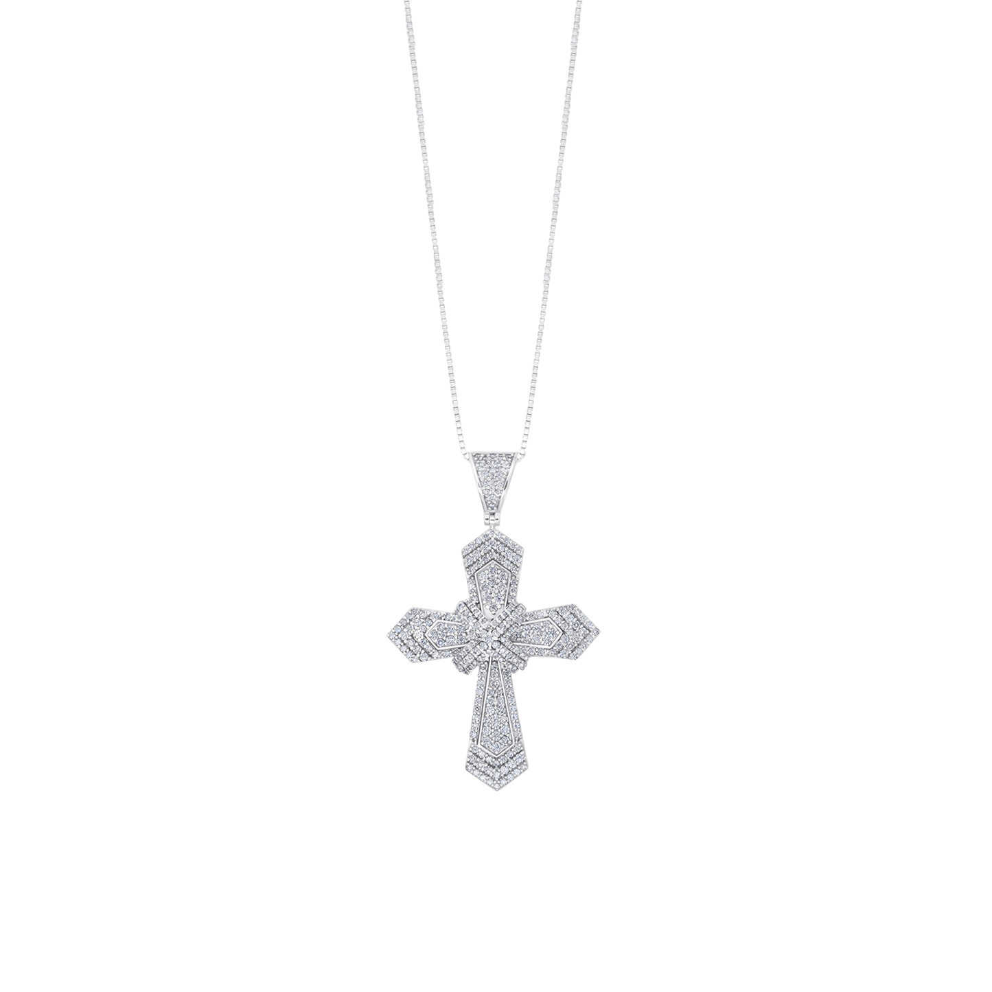 CROSS DIAMOND NECKLACE - WHITE GOLD