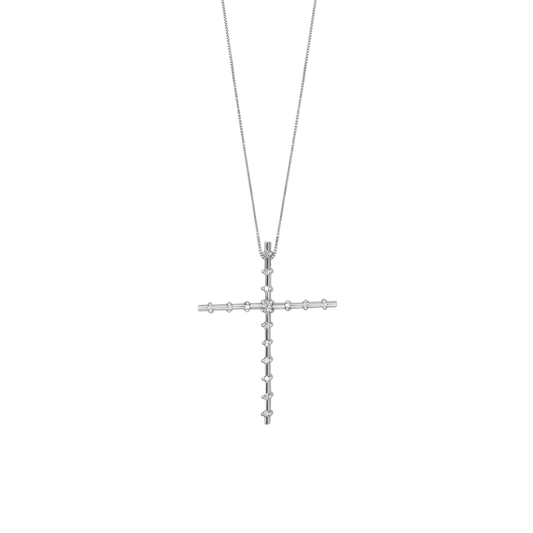 CROSS DIAMOND NECKLACE - WHITE GOLD