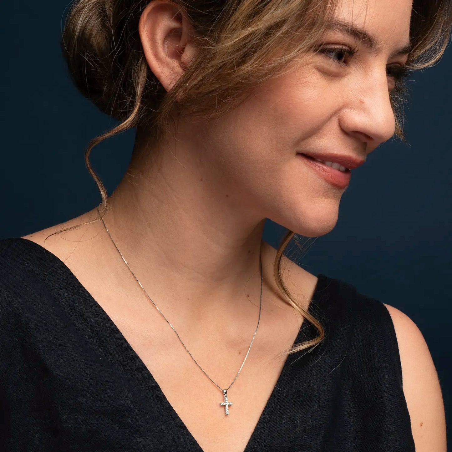 CROSS NECKLACE - DIAMONDS AND GOLD