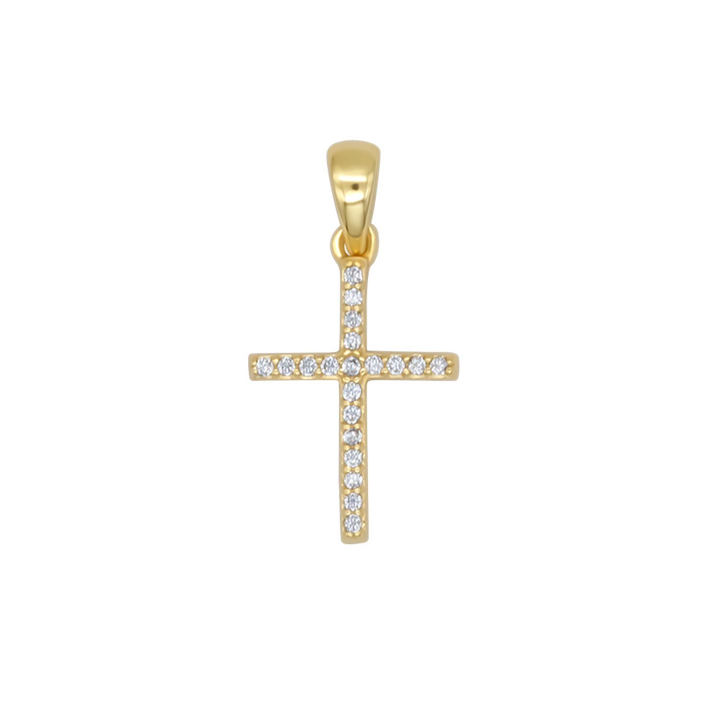 CROSS PENDANT - ZIRCONIA AND GOLDEN SILVER