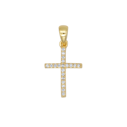 CROSS PENDANT - ZIRCONIA AND GOLDEN SILVER