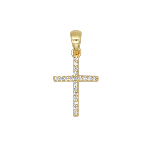 CROSS PENDANT - ZIRCONIA AND GOLDEN SILVER