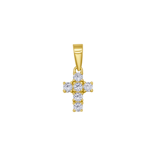 CROSS PENDANT - VERMEIL SILVER AND ZIRCONIA