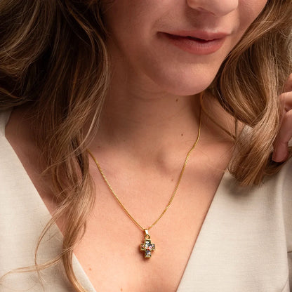 CROSS PENDANT - MICROMOSAIC JEWELRY - GOLDEN METAL