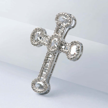 CROSS PENDANT - SILVER, CRYSTALS AND ZIRCONIA